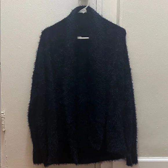 Calvin Klein Jeans Navy Blue Fuzzy Cardigan Size Small - Picture 2 of 8